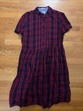 Tommy Hilfiger Red & Black Plaid Shirt Dress